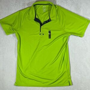 New Without Tags Oakley Men's Neon Green Y2K Performance Knit Polo Shirt